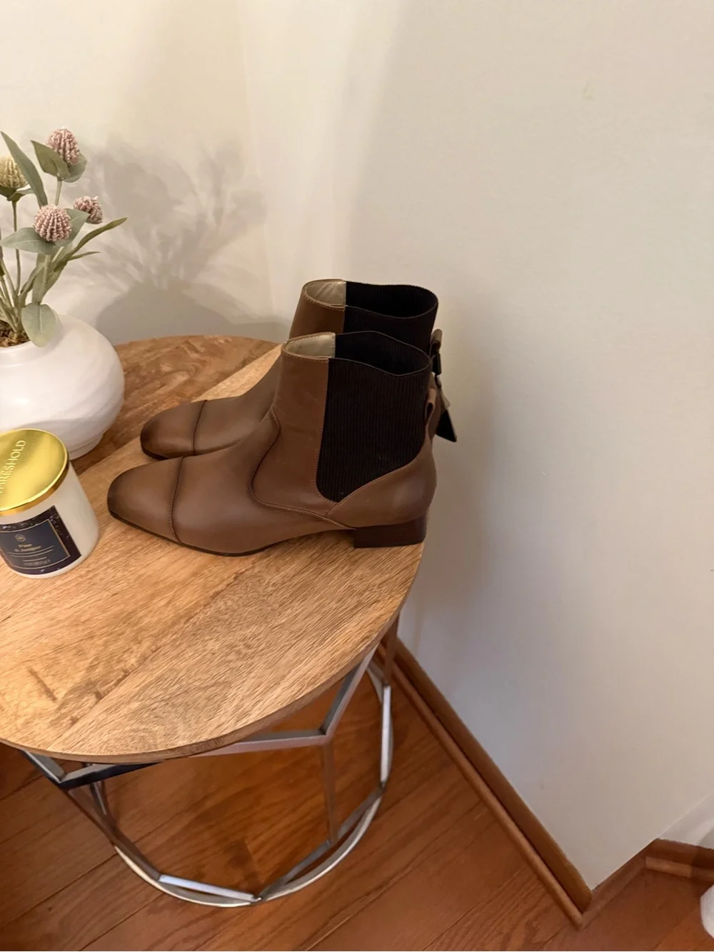 Massimo Dutti Brown Leather Chelsea Ankle Boots